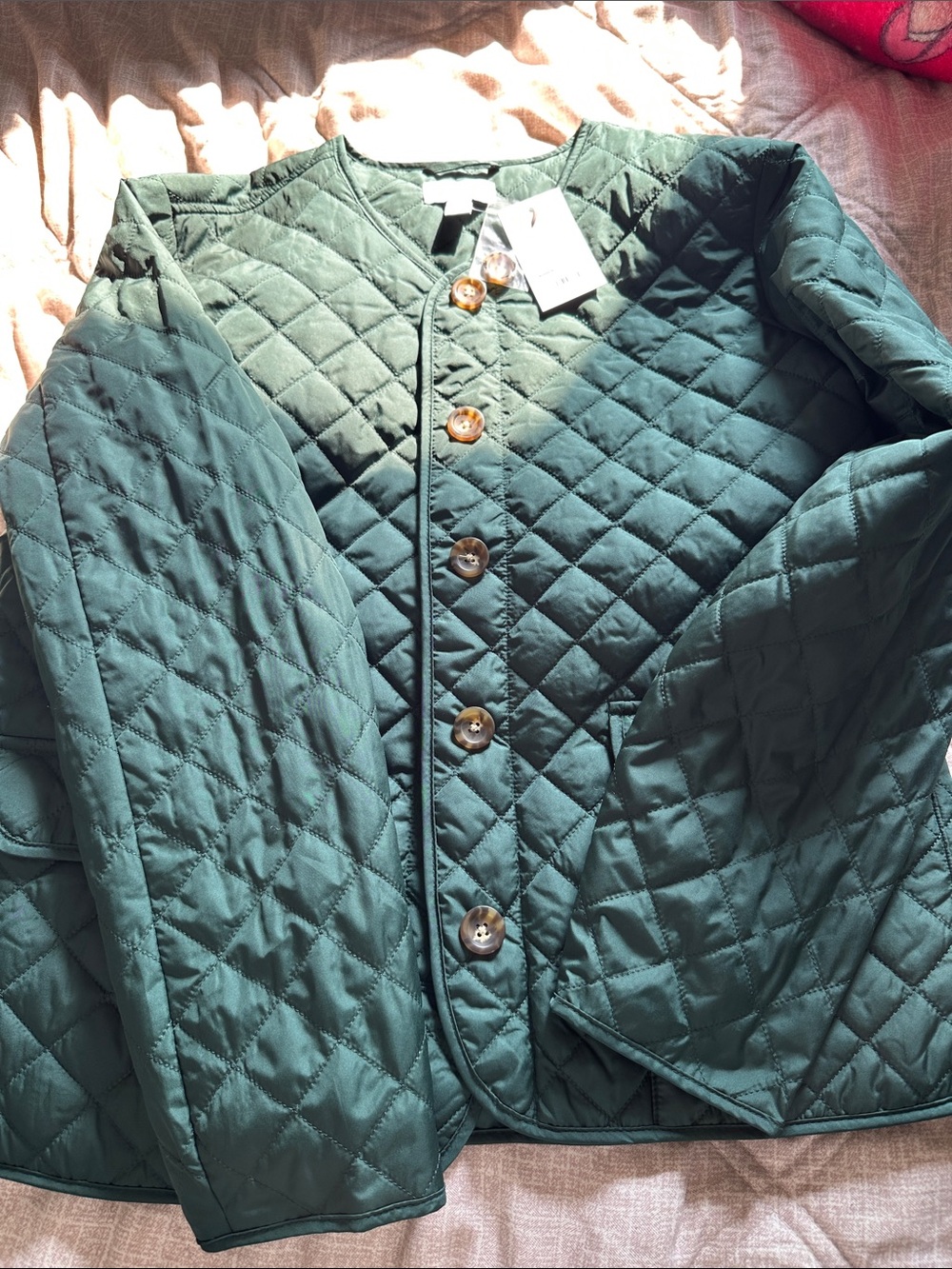 croft & barrow Teal Quilted Button-Front Puffer Jacket
